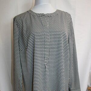 NWTS Talbots Women's Black and White Geometric Long Sleeve Blouse Size 1X